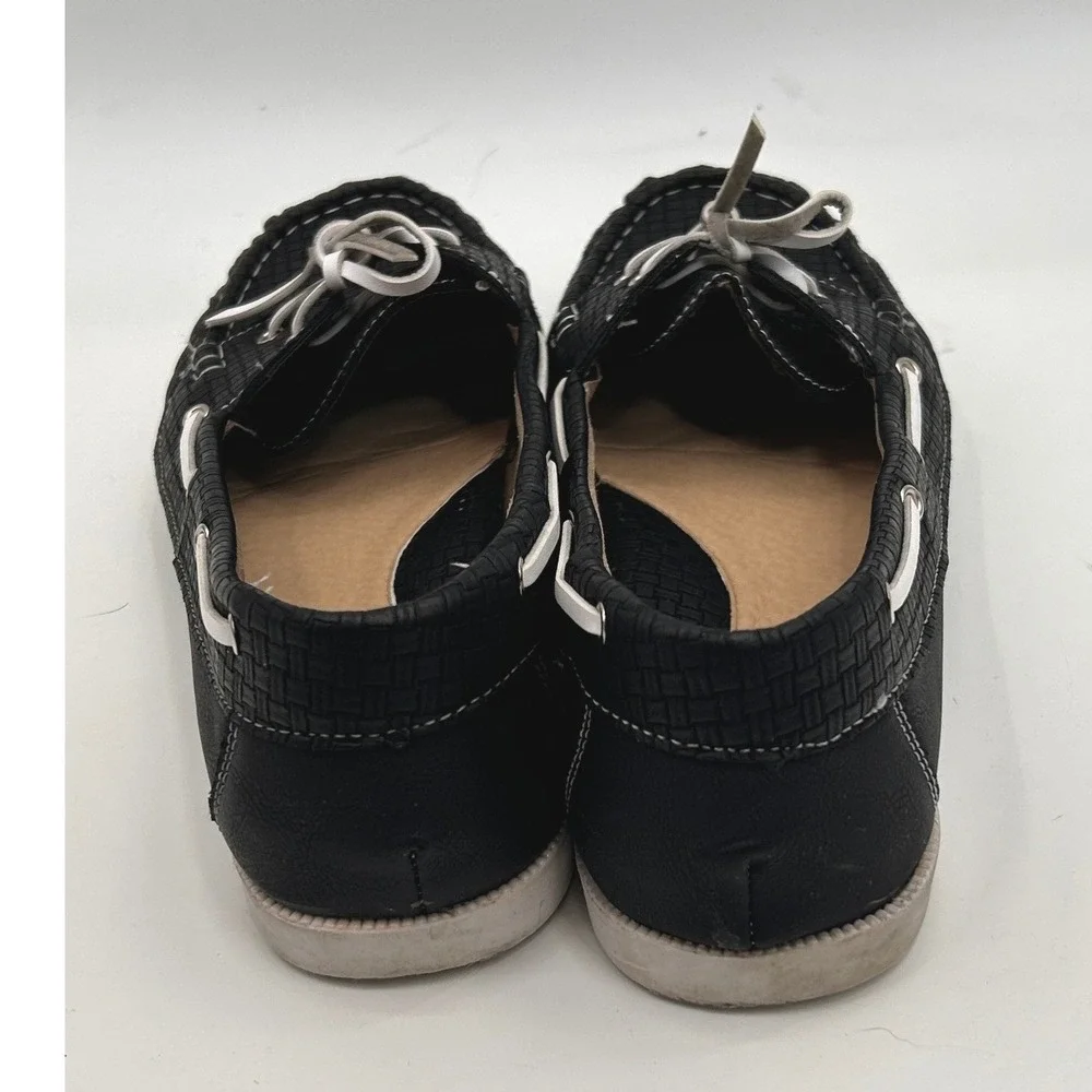 Spicy Comfort Womens Black Woven‎ Boat Shoes Lace Up Moccasin Flats Loafers 11